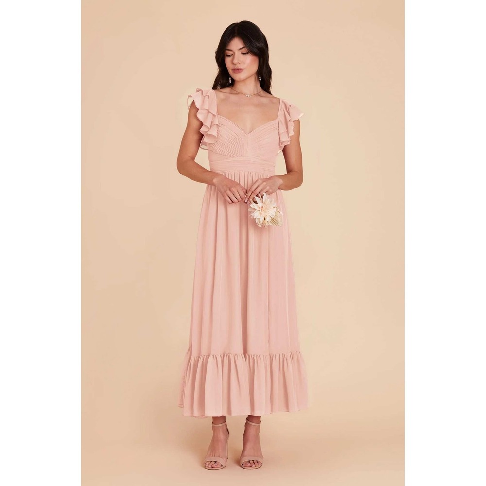 Birdy Grey Michelle Chiffon Dress Blush Pink Size M Bridesmaid Wedding Formal
